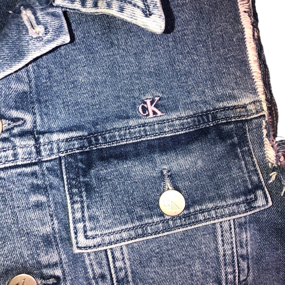 Calvin Klein Blue Denim Embroidered Vest Size XL - Picture 6 of 14